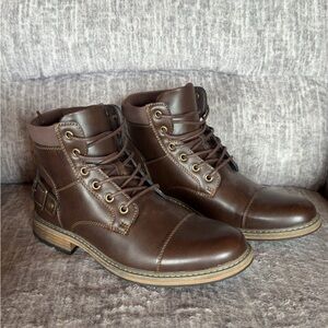 J. Ferrar Mens Slate Block Heel Lace Up Boots